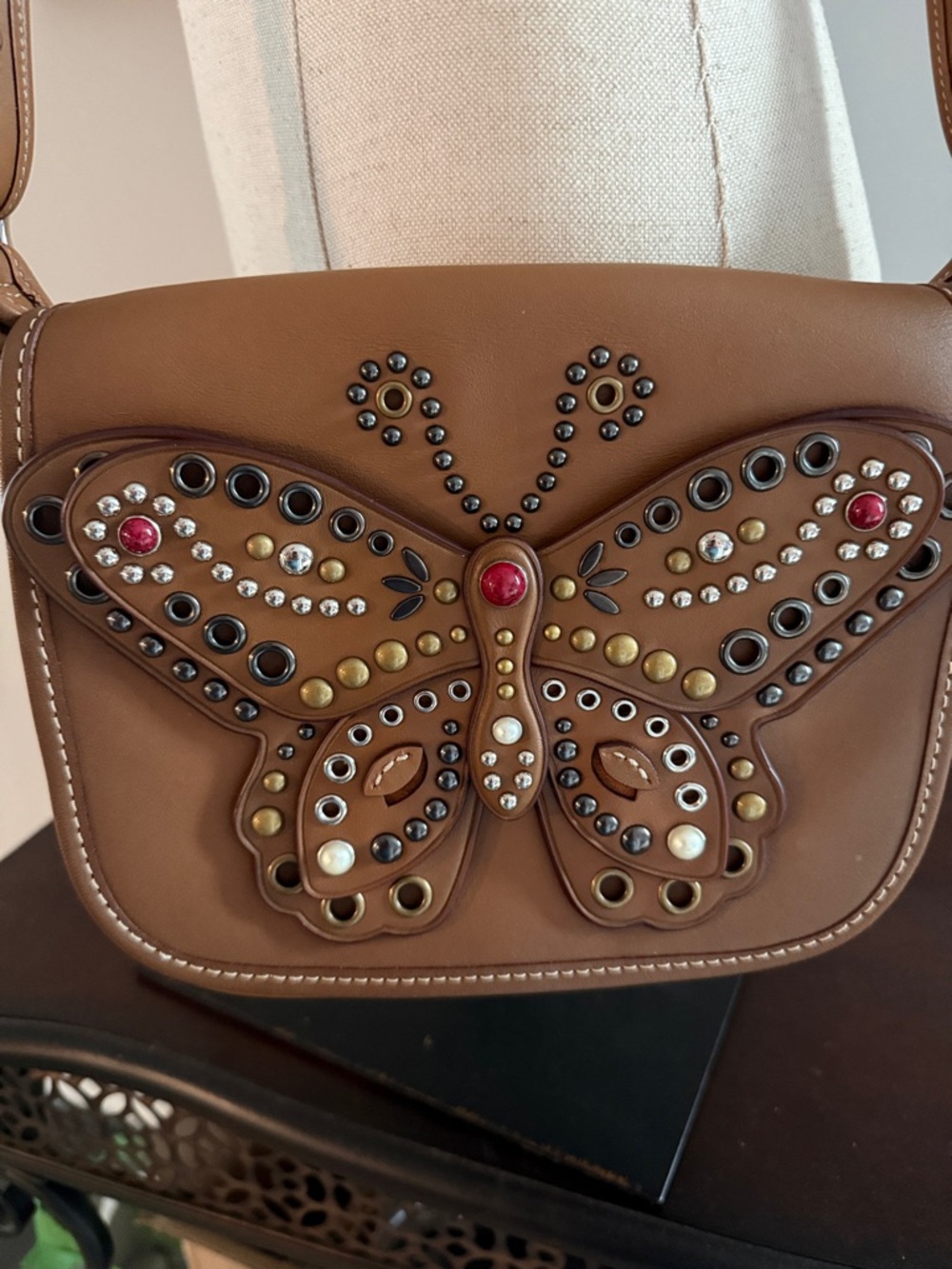 COACH Saddle Bag with Embellished Butterfly - Picture 3 of 9